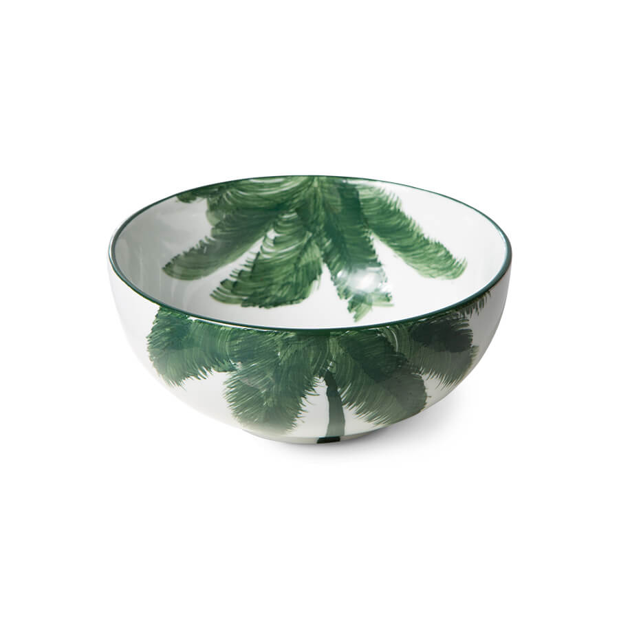 Porcelain Bowl Palms Green