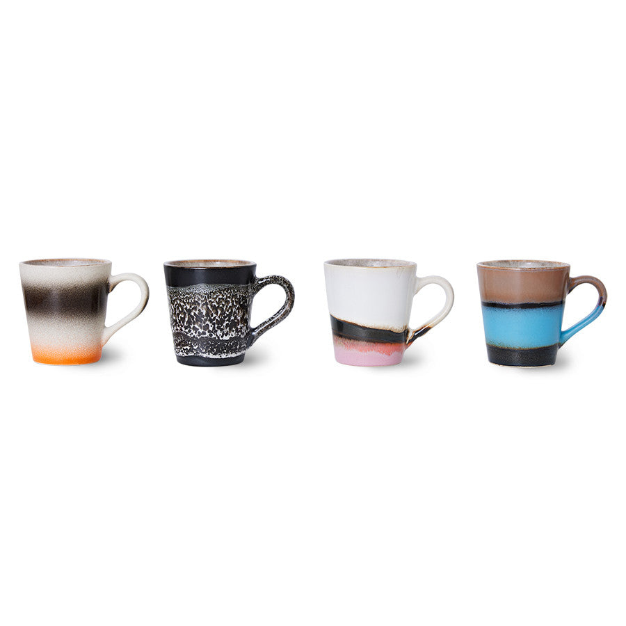 HKliving Espresso Mugs, Set of 4, 70s Collection