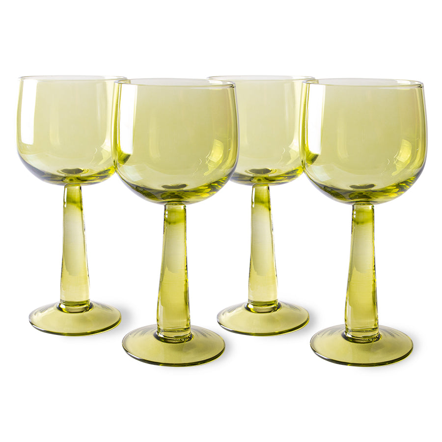 The Emeralds: Wine Glass Tall, Olive Green