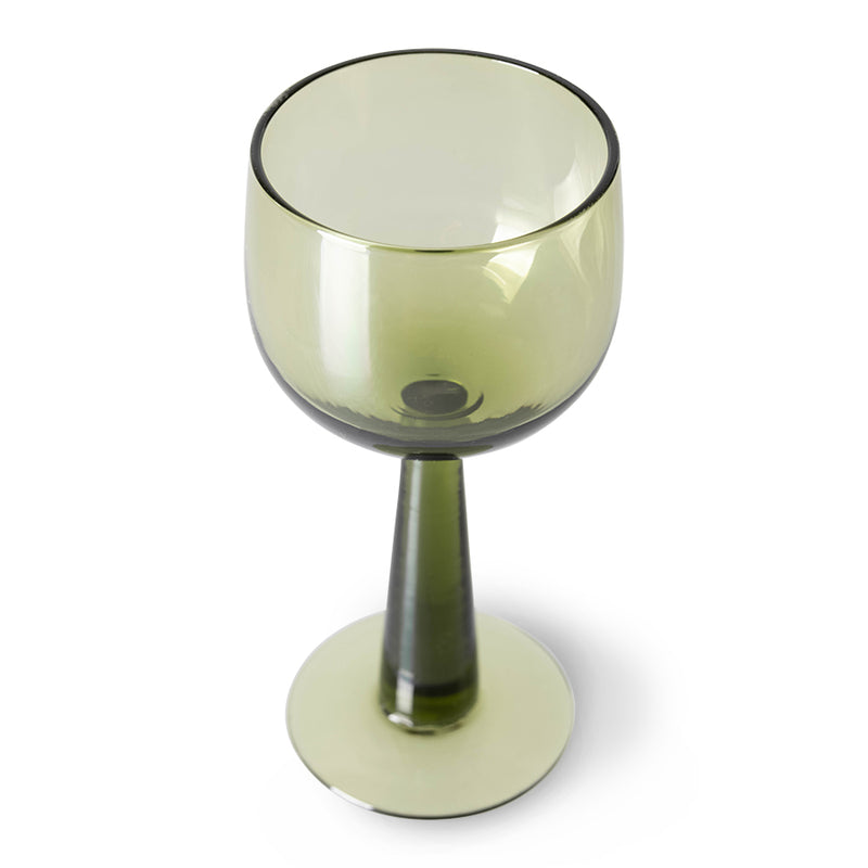 The Emeralds: Wine Glass Tall, Olive Green