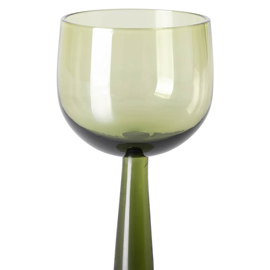 The Emeralds: Wine Glass Tall, Olive Green