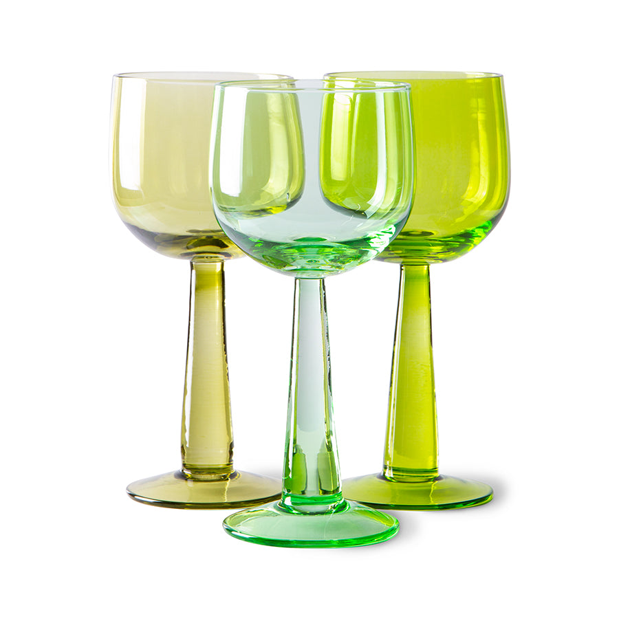 The Emeralds: Wine Glass Tall, Olive Green