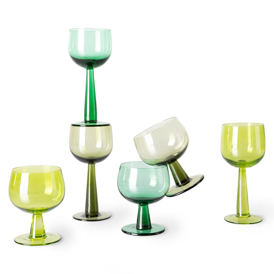 The Emeralds: Wine Glass Tall, Olive Green