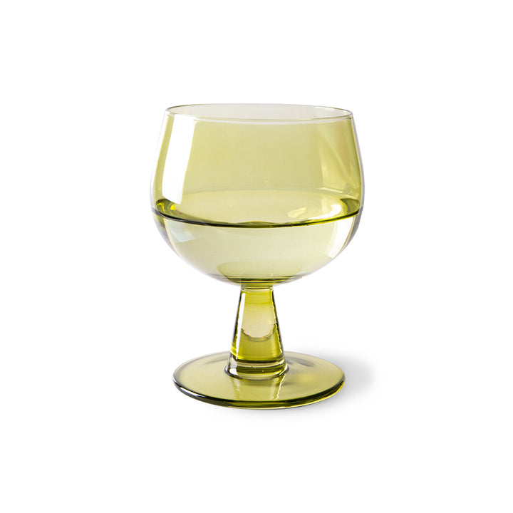 HKliving - Set of 4 Olive Green Tall Wine Glass: The Emeralds