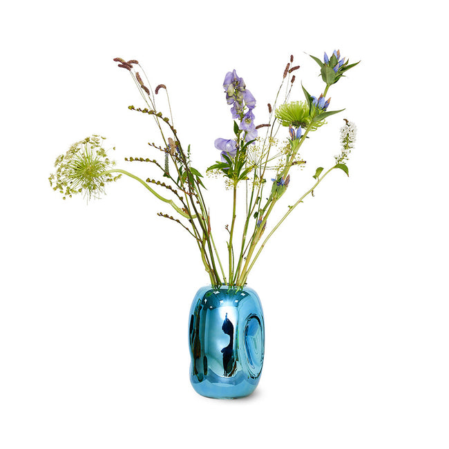 Blue Chrome Glass Vase