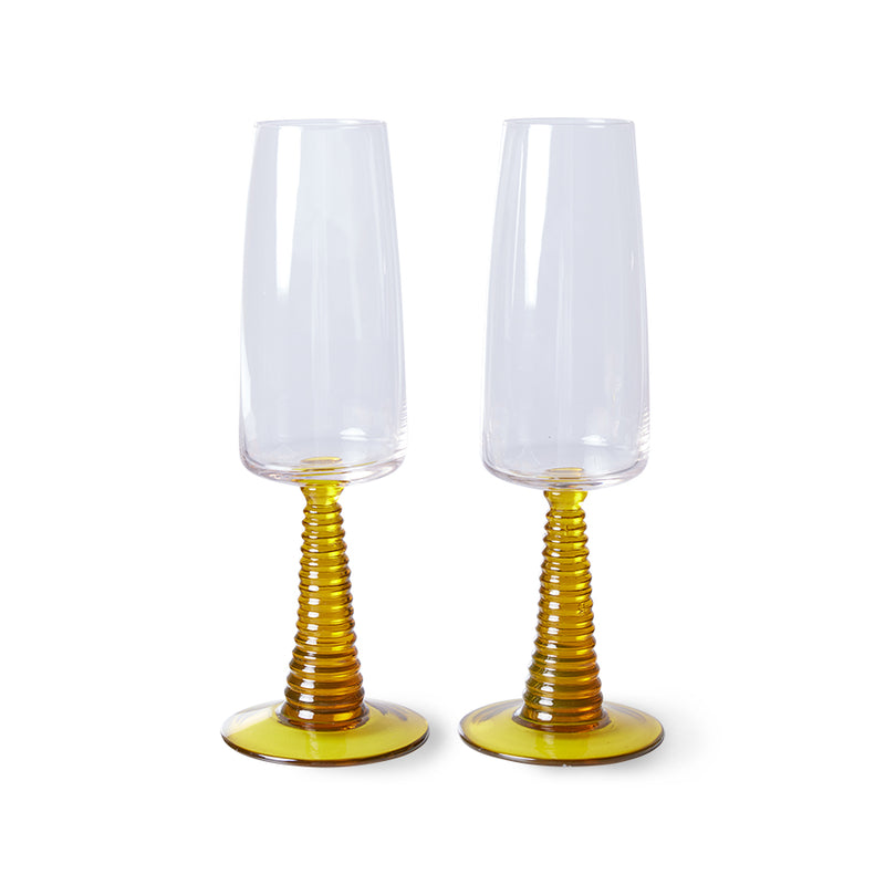 Swirl Champagne Glass Yellow (set of 2) Special Edition