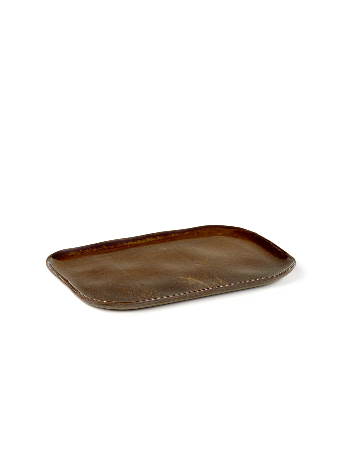 Rectangular Plate Merci N°2 Ocre/Brown