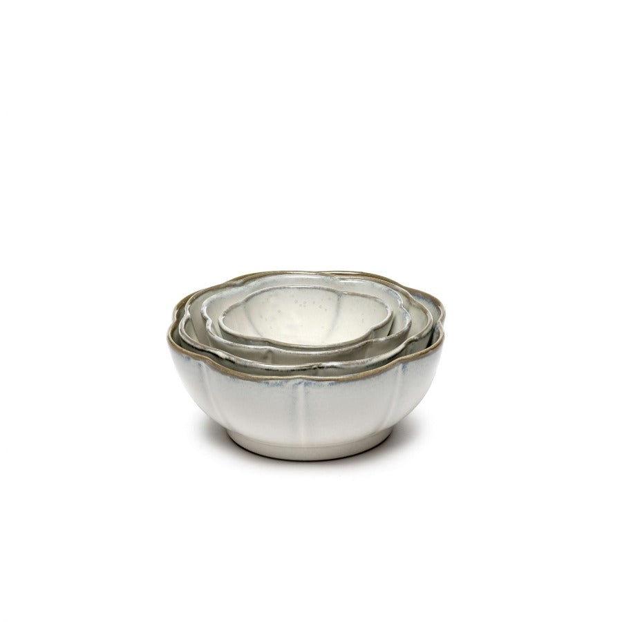 INKU Ribbed Bowl L White