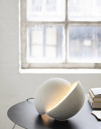 Paper Mache Standing Lamp Medium White Earth Split Sphere Lamp by Serax