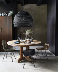 Wicker Pendant Lamp Ball Black L