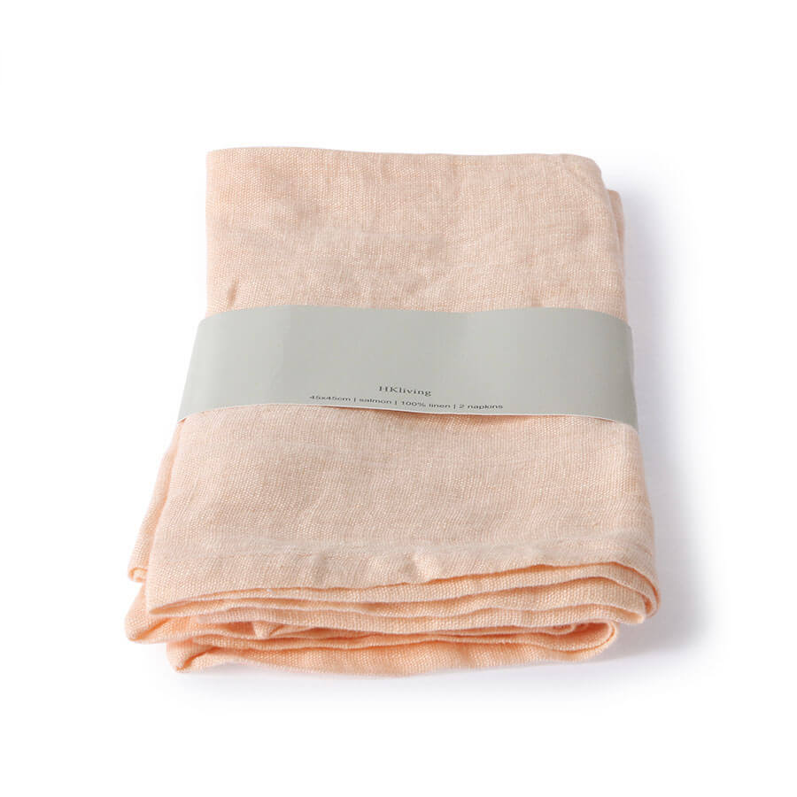 100% Linen Napkin Salmon Set Of 2