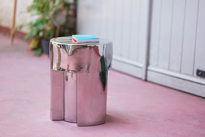 Stoneware Side Table Chrome by hkliving
