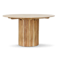 Pillar Dining Table, Round, Teak Natural by hkliving, 140cm diameter, Handmade