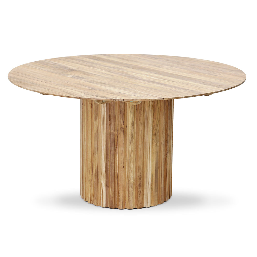 Pillar Dining Table, Round, Teak Natural by hkliving, 140cm diameter, Handmade