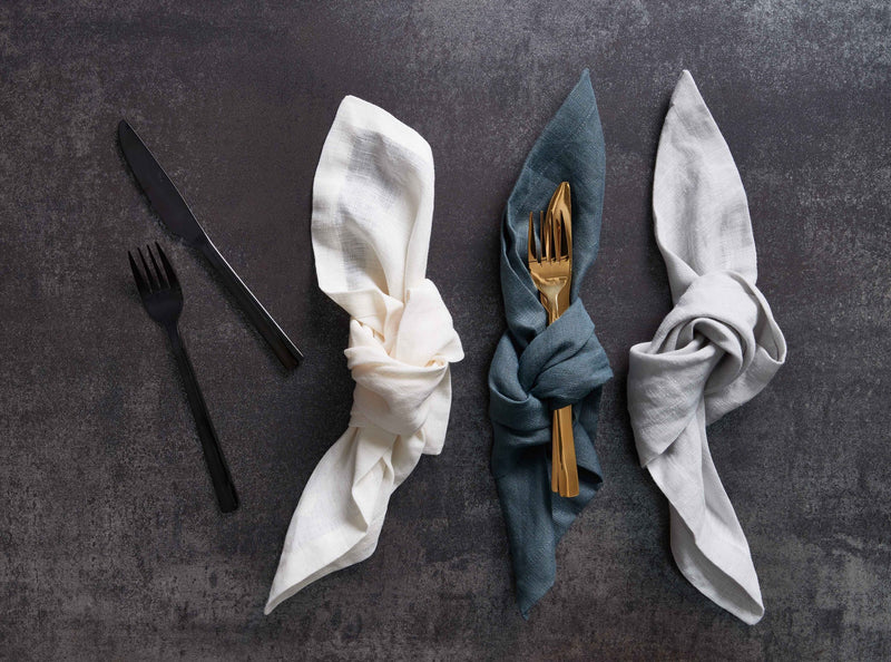 100% Linen Napkin Modern White Set of 4