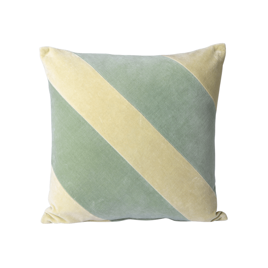 Striped Velvet Cushion Mint/Green (45x45)