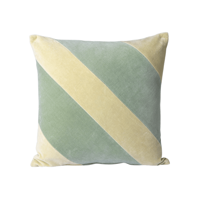 Striped Velvet Cushion Mint/Green (45x45)