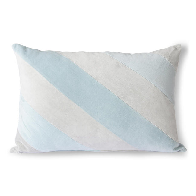 Striped Velvet Cushion Ice Blue (40x60)