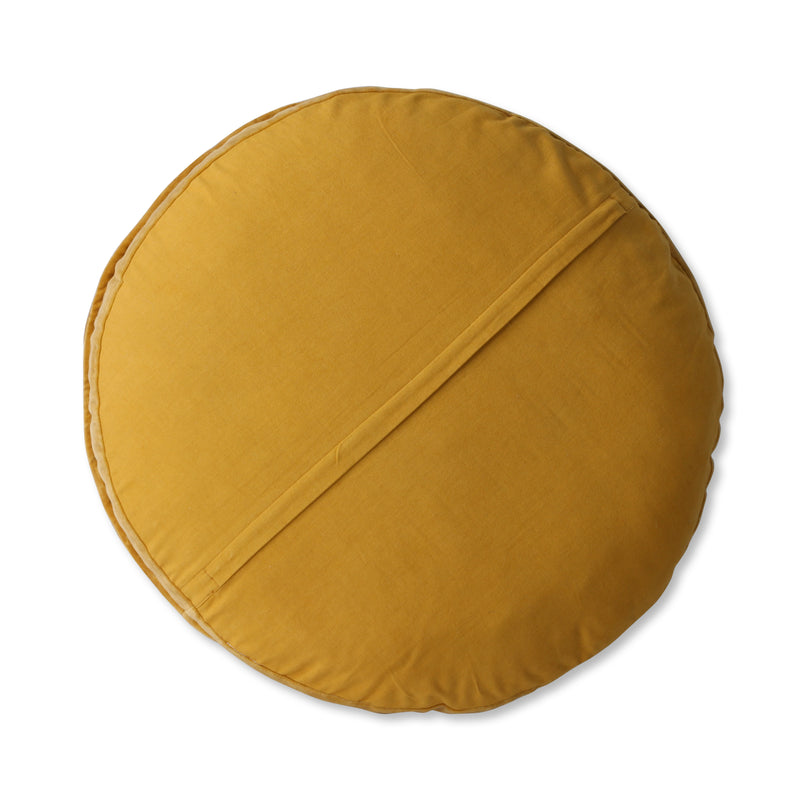 Striped Velvet Seat Cushion Round Ochre/Gold (ø60)