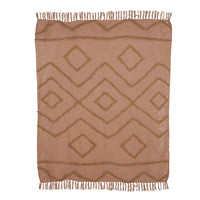 Cotton Fringe Pattern Throw Brown (130x170)