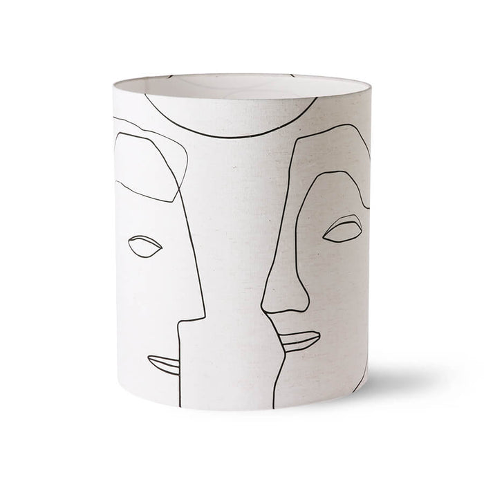 hkliving lamp shade in white with face outlines in fine black lines