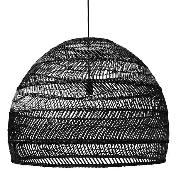 Wicker Pendant Lamp Ball Black L