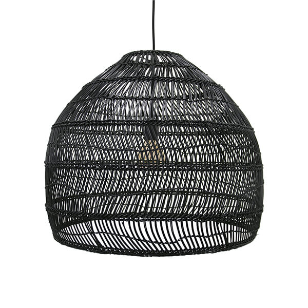 Wicker Pendant Lamp Ball Black M