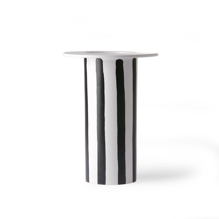 Art Deco Ceramic Vase Black/White Striped