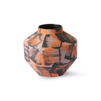 Hand Brushed Ceramic Vase Orange/Black