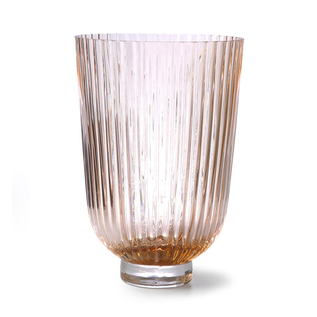 Peach Ribbed Glass Vase