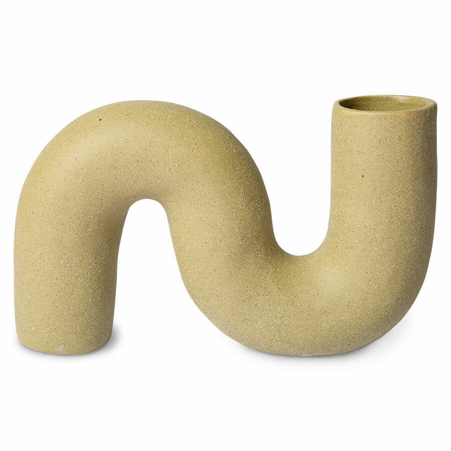 Ceramic Twisted Vase Matt Olive