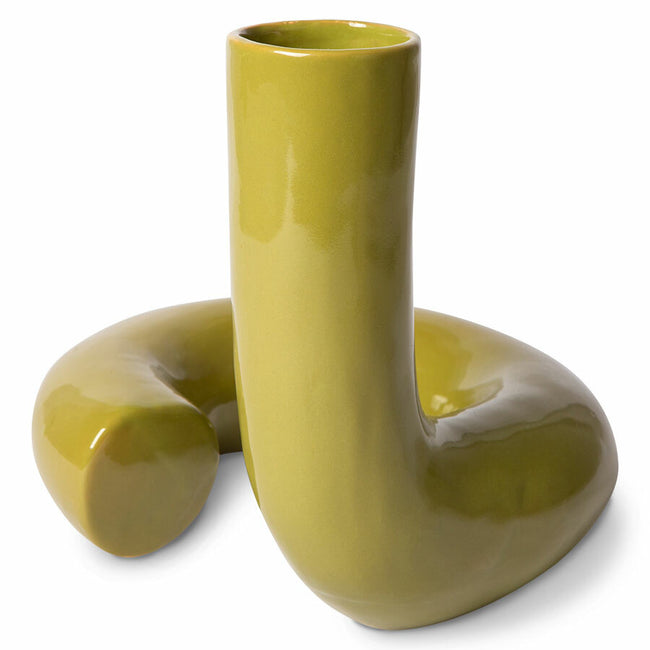 Ceramic Twisted Vase Glossy Olive