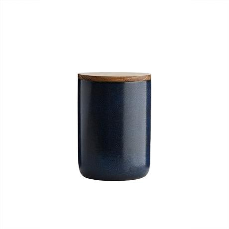 Blue Canister w/lid Teak