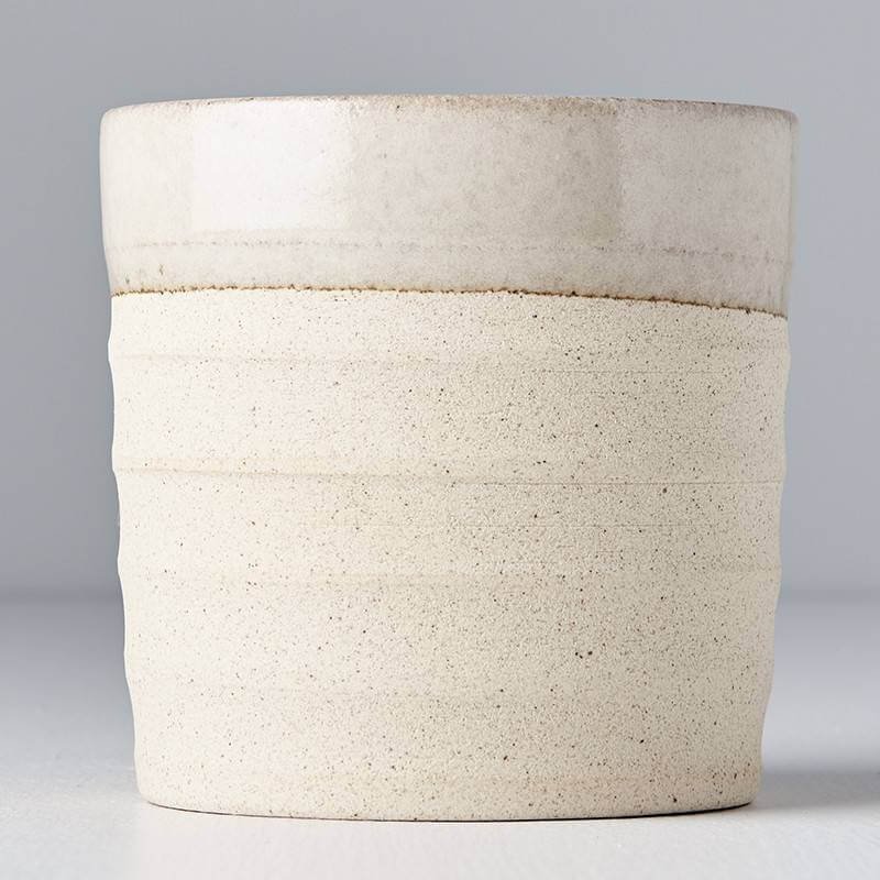 Grooved Mug Grey & Clay Base