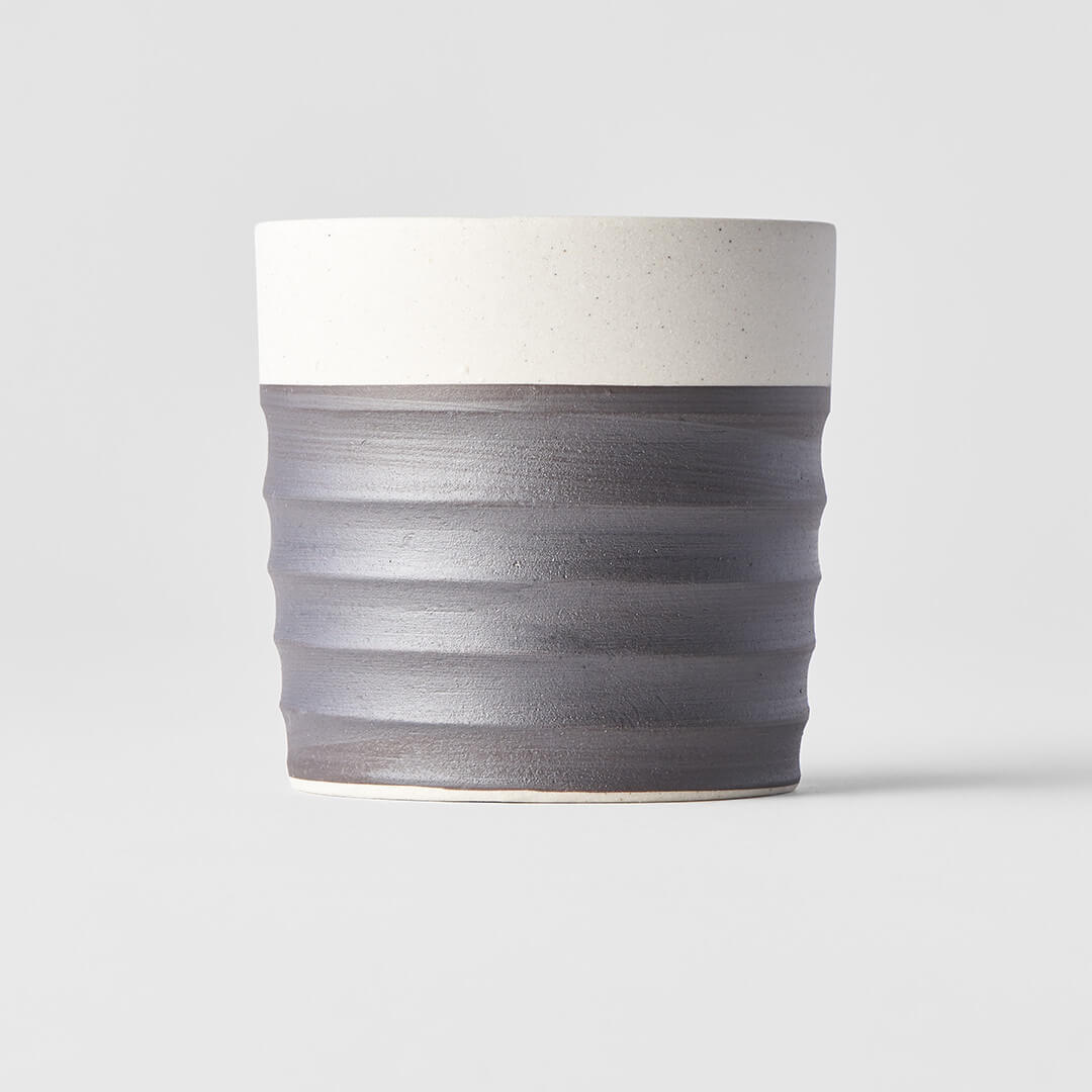 Grooved Mug White & Black Base