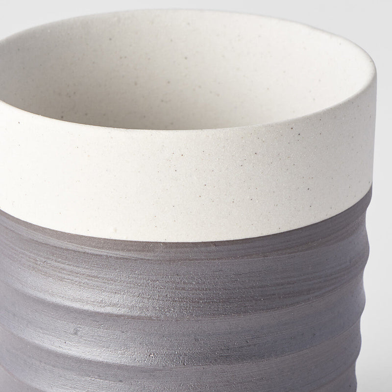 Grooved Mug White & Black Base