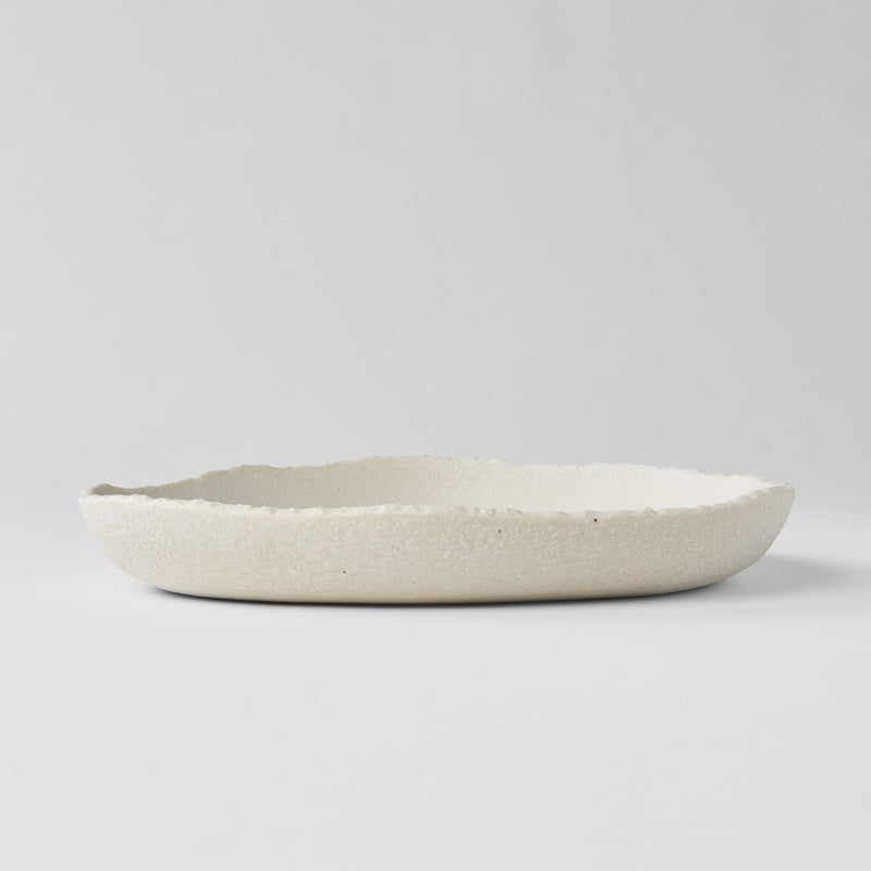 Shell White Slab Onigiri Plate High Rim