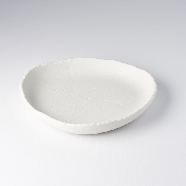 Shell White Slab Onigiri Plate High Rim