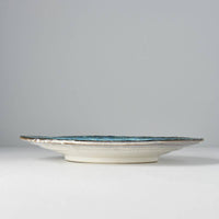 Sky Blue Plate with Bisque Base and Uneven Edge