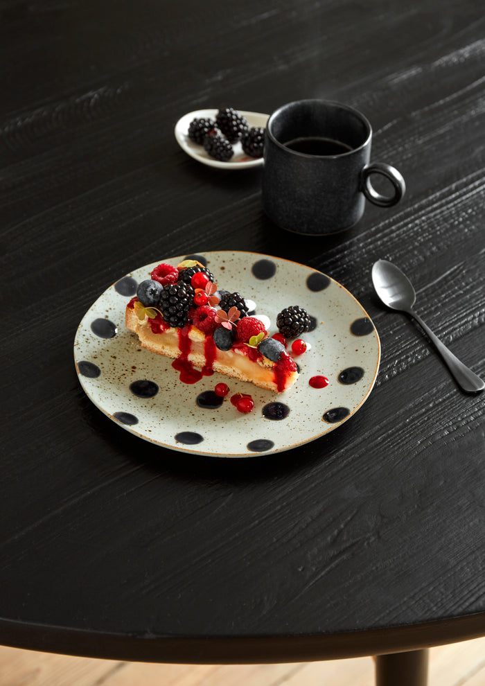 Grainy Dot Lunch Plate Sand/Dark Blue