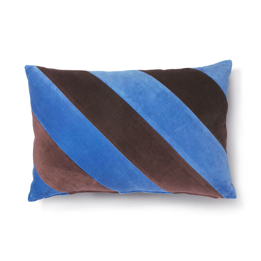 Striped Velvet Cushion Blue/Purple (40x60)