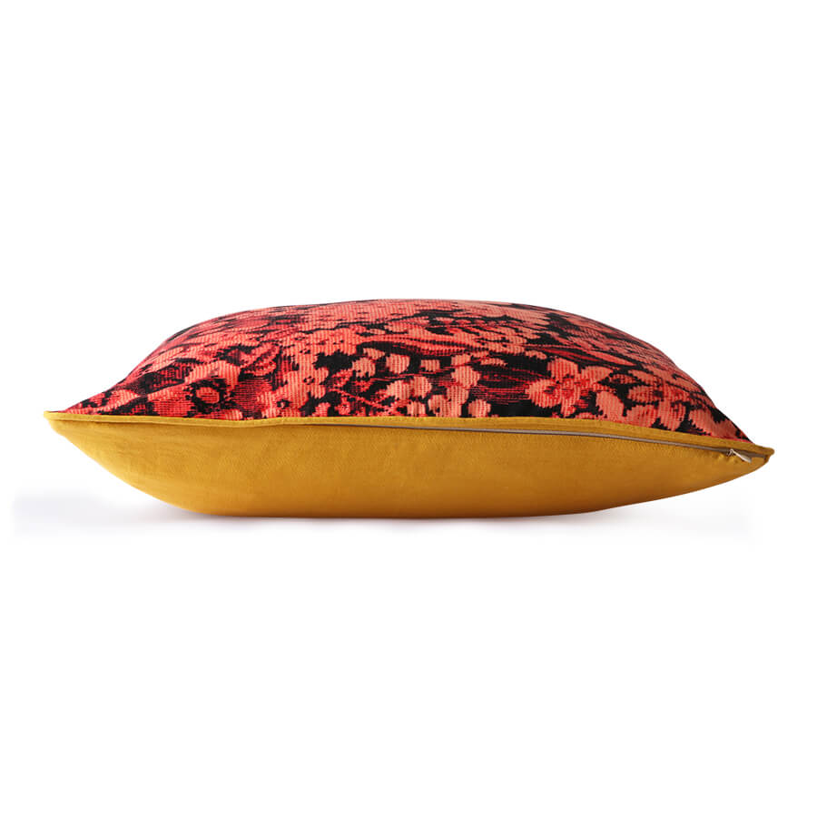 Printed Floral Cushion Coral/Black (50x50)