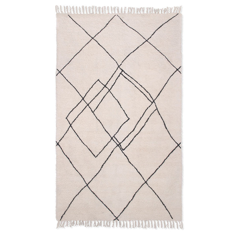 Handwoven Zigzag Rug Black/Cream (150x240)