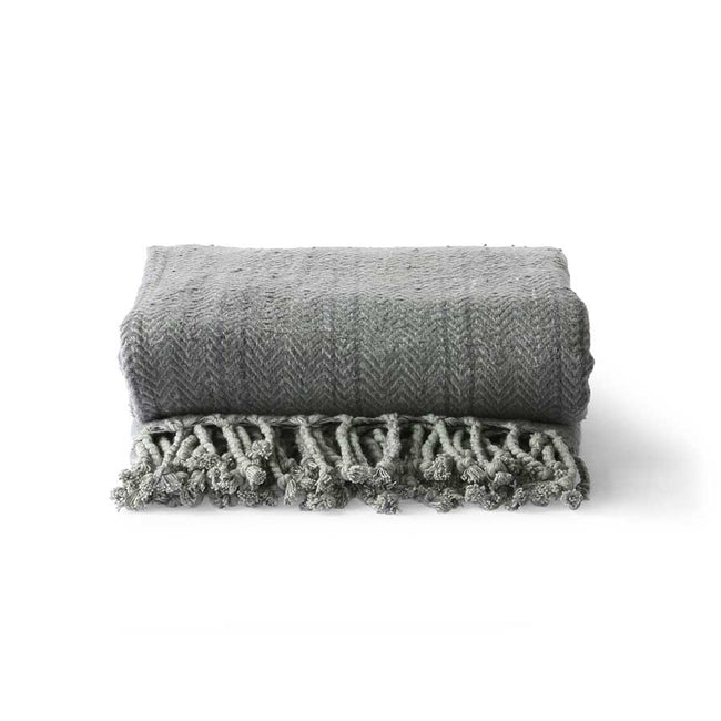 Brushed Cotton Throw Grey/Purple (130x170)
