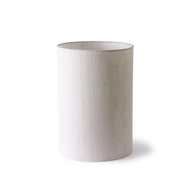 cylidrical white lamp shade with the visible texture of natural linen from hkliviing