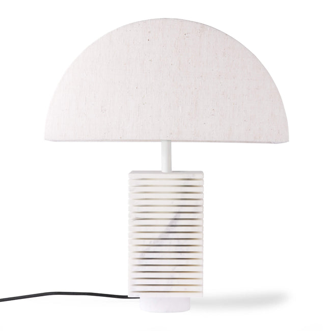 Ribbed Table Lamp White Marble