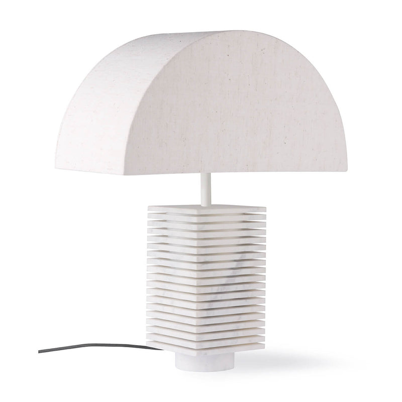 Ribbed Table Lamp White Marble